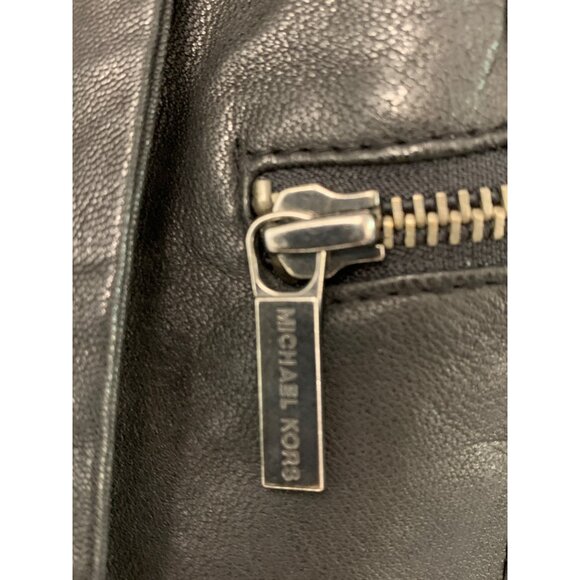 Michael Kors Womens Black Buttery Leather Asymmetric Zip Jacket M RII10589 EUC - Picture 9 of 11